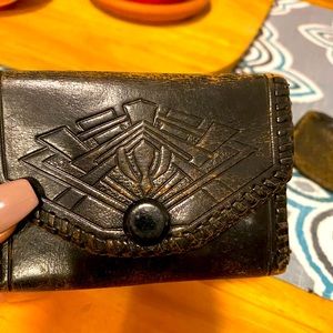 Small leather antique card case/wallet